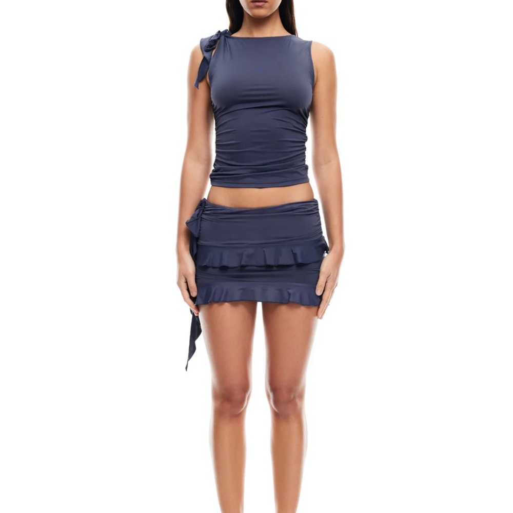 Lioness Blue Ruffled Mini Skirt Set